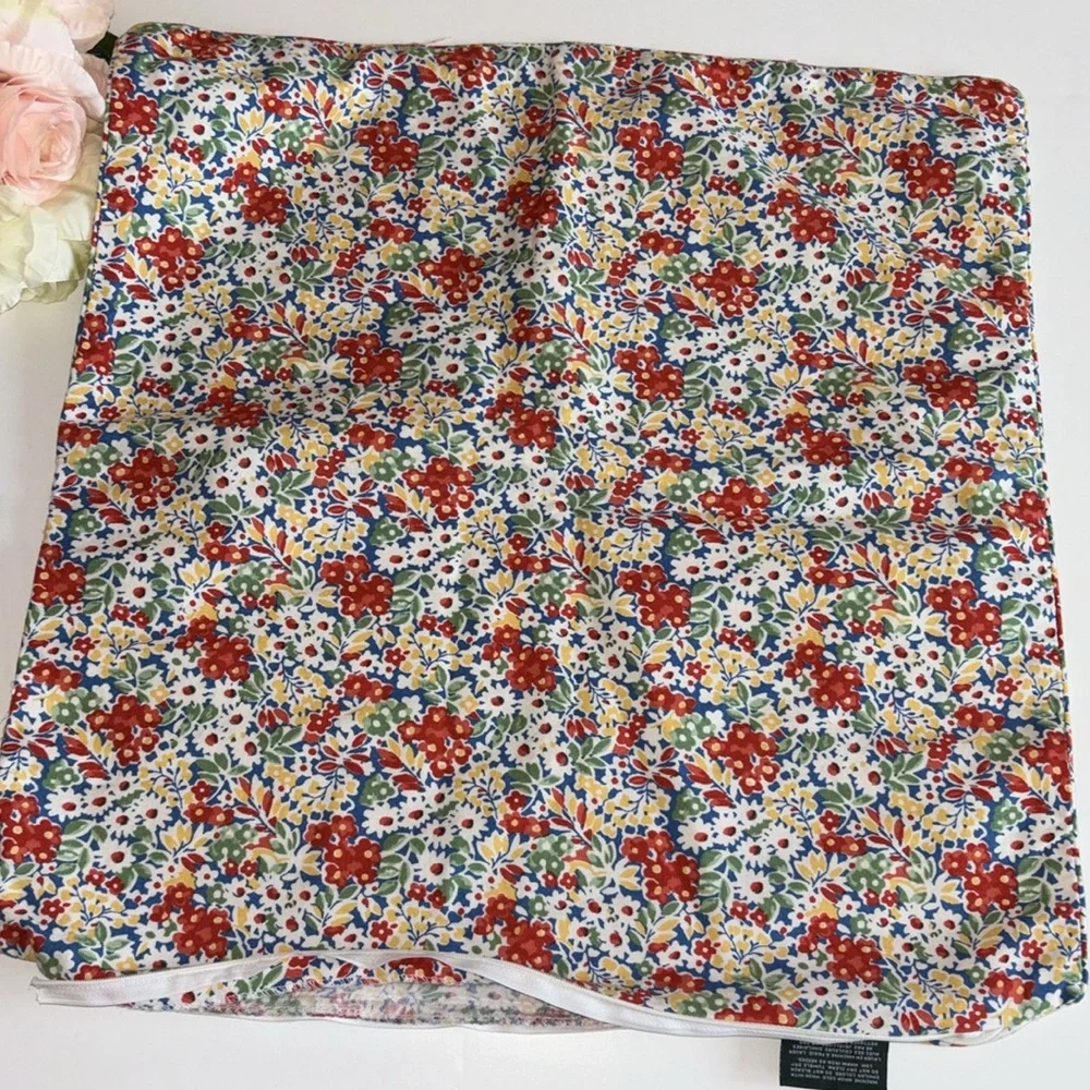 RALPH LAUREN Poppy Floral DECORATIVE PILLOW Sham Red Yellow Blue Green Floral